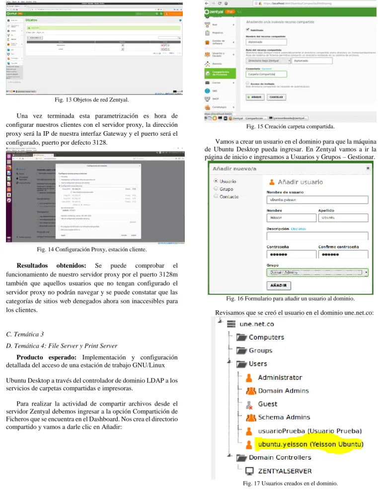 Fig. 15 Creación carpeta compartida. 