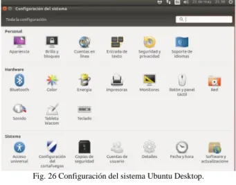 Fig. 26 Configuración del sistema Ubuntu Desktop. 