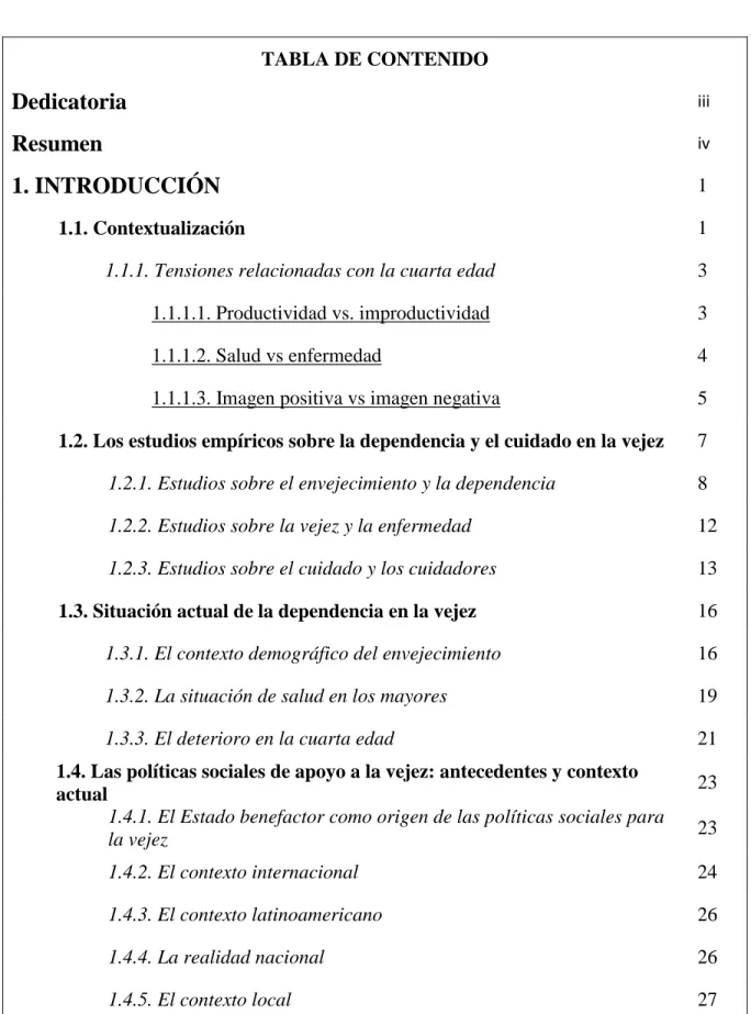 TABLA DE CONTENIDO 