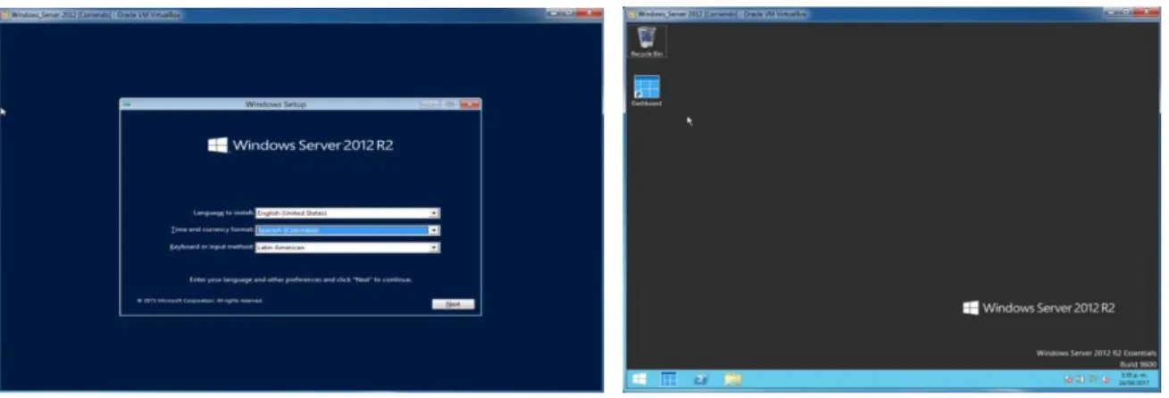 Ilustración 5: Proceso de instalación y virtualización de Windows Server 2012 R2 