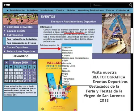 Figura 12. Página web Fundación Municipal de Deportes 