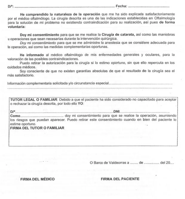 Figura 6. Consentimiento informado de cataratas. Fuente: Propia 