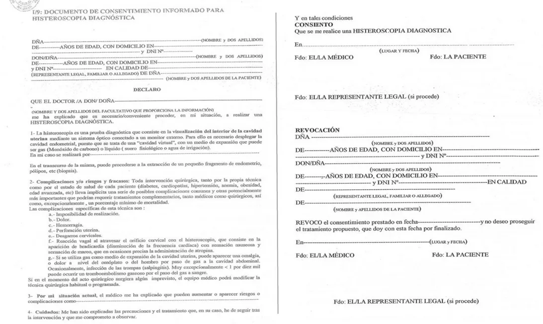 Figura 11. Consentimiento informado de histeroscopia diagnóstica. Fuente: Propia 