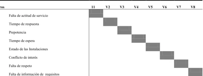 Tabla 6: Ejemplo de Matriz Estructural por Rubros Evaluada por Expertos  