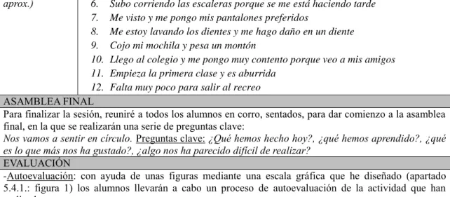 Tabla 3.6: Plan de la sesión 6 