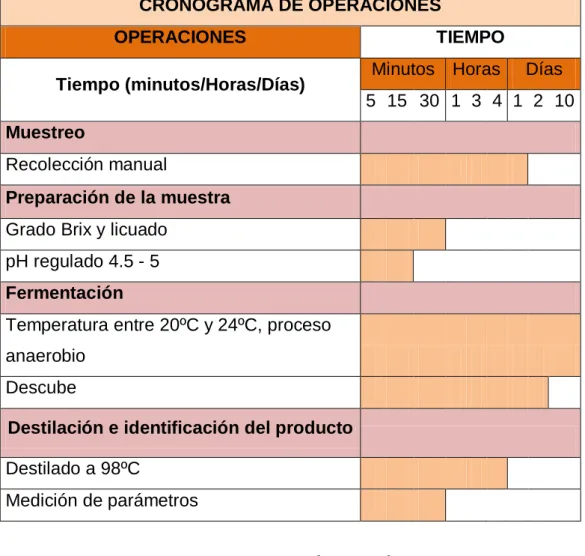 Tabla 6. Cronograma de operaciones (campo). 