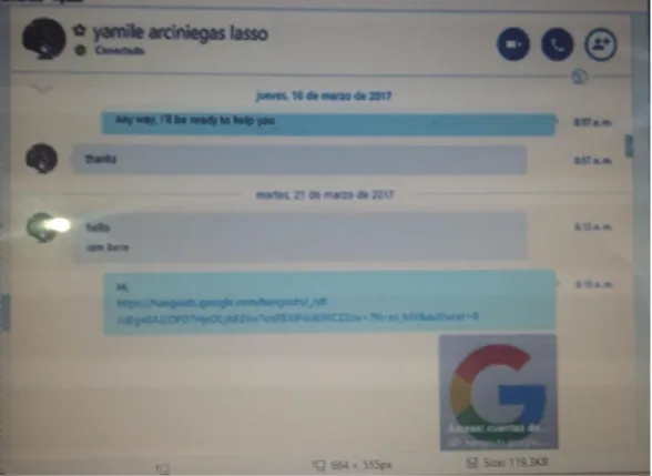 Figure 1  Hangout Code sent to students via Skype. Source: Author. 