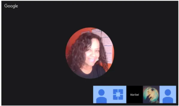 Figure 2 displays  Google Hangout  on Air  wich  works  as  a  classroom  board, where every  student participates synchronously