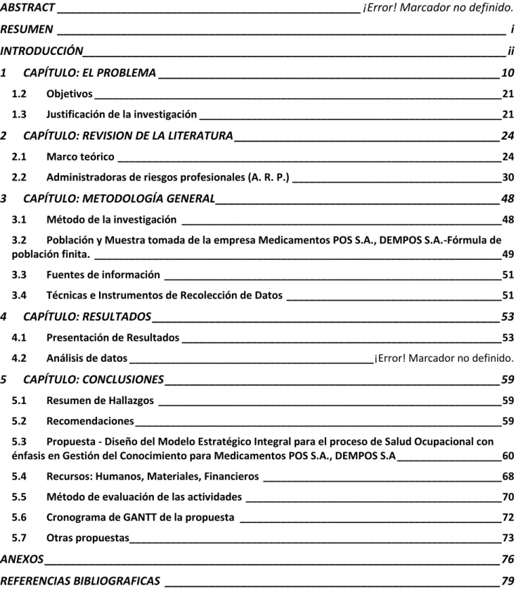 TABLA DE CONTENIDO 