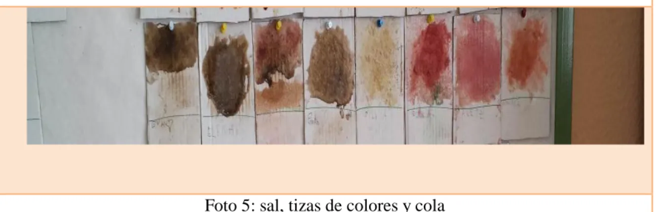 Foto 5: sal, tizas de colores y cola 