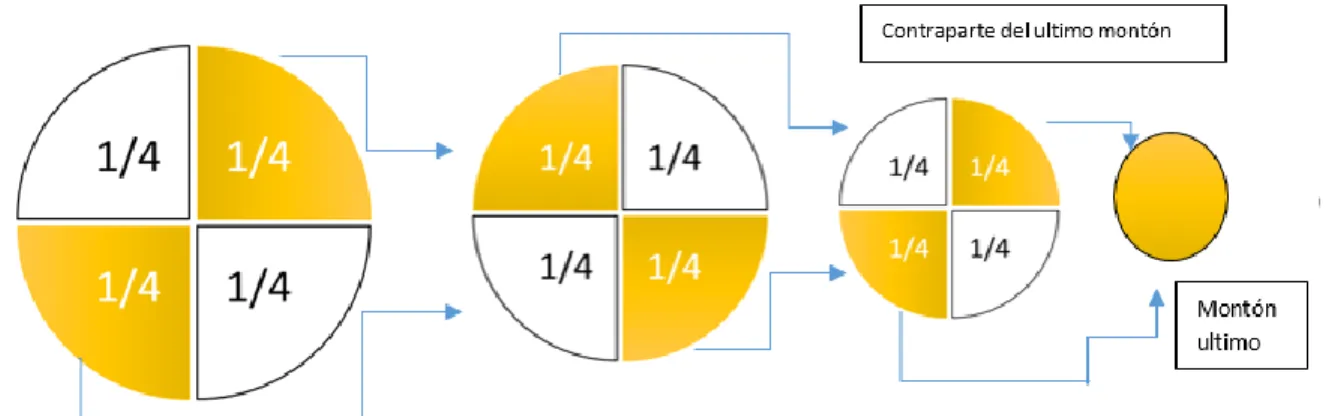 Figura 3.  Metodología de cuarteo. HDT 17: método sencillo del análisis de residuos sólidos