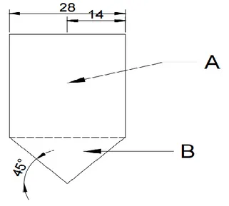 Ilustración 3. Esquema del reactor para determinación de dimensiones (cm). Elaboración propia