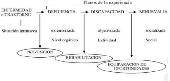 Figura 1. Deficiencia, Discapacidad y Minusvalía (Aparicio, 2009). 
