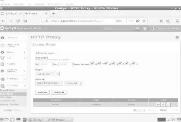 Figura 7: Panel principal de administración de HTTP proxy en  Zentyal server