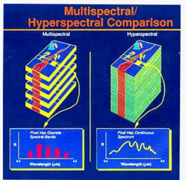 Figure 4: Diferencia entre Multiespectral y Hiperespectral [8] 