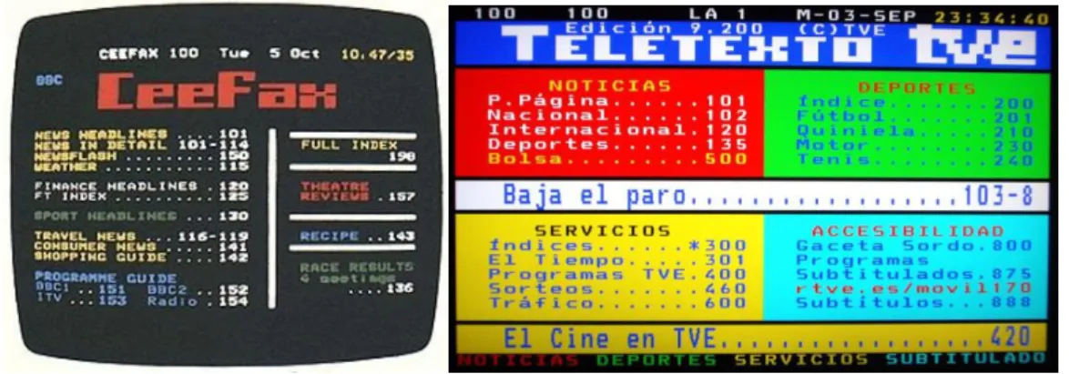 Ilustración 4: Ceefax, de la BBC vs Teletexto, de TVE 