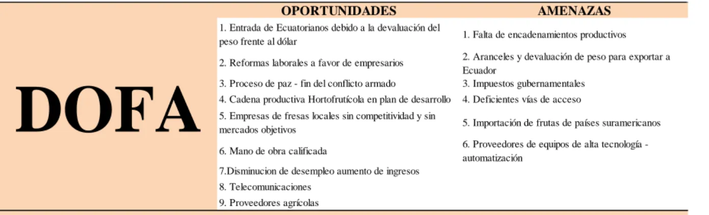 Tabla 8. Matriz DOFA - Fortalezas 