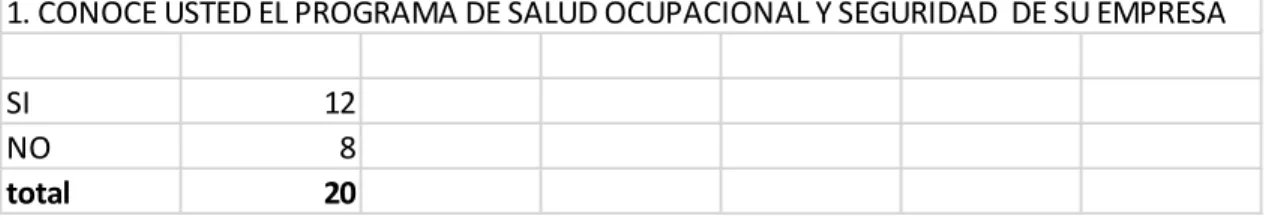 Ilustración 1 Conoce usted el programa de salud ocupacional y seguridad 
