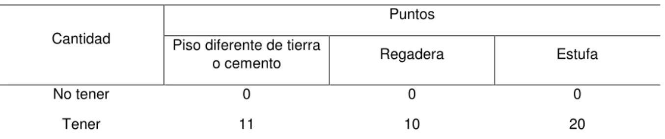 Tabla 3. Puntuación de indicadores  