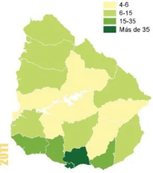 Cuadro 1.3. Evolución de la población de Uruguay por años: 