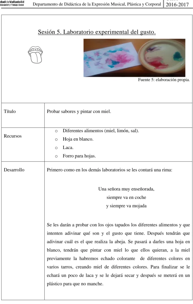 Tabla 7. El gusto. 