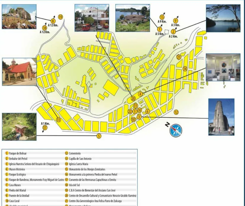 Mapa de El Municipio de El Peñol y Sitios De Interés 