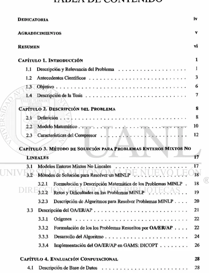 TABLA DE CONTENIDO 