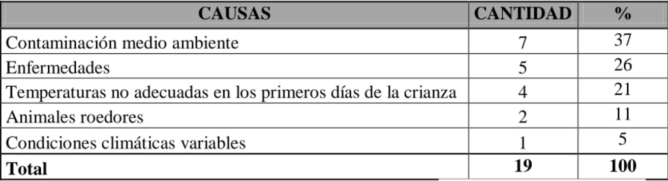 Tabla 10. Causas de muerte 