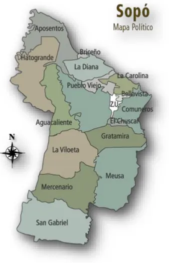 Ilustración 1. Mapa de las veredas de Sopó