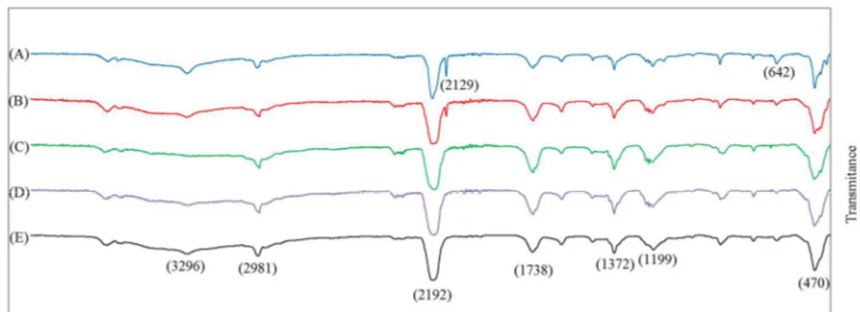 Fig. 1. FT-IR spectra of the Co-Zn catalysts. 