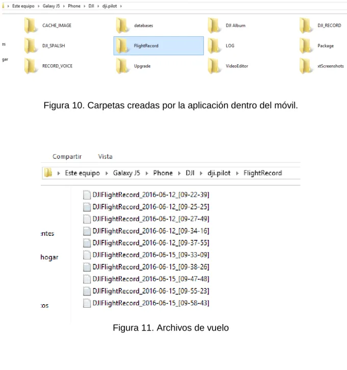 Figura 11. Archivos de vuelo 