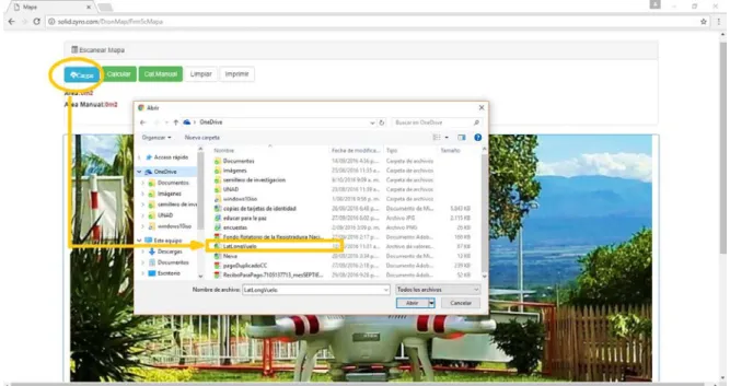 Figura 13. Procedimiento carga de archivos de datos del drone al software  diseñado 