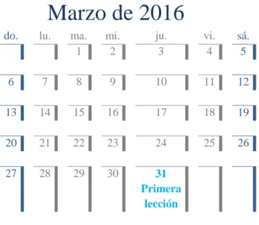 Figura 3: Calendario de Abril Marzo de 2016 