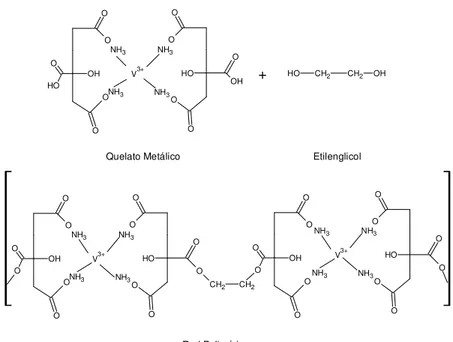Figura 2.2  Reacción de poliesterificación entre el complejo metálico y el etilenglicol