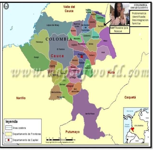Mapa situacional municipio de Toribio-Cauca 