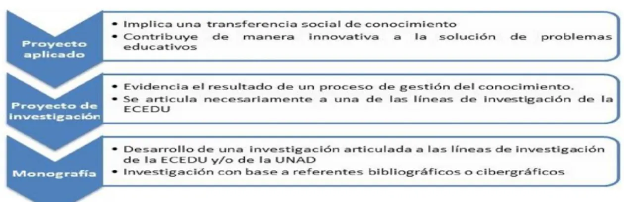 Figura 1 Modalidades de trabajo de grado Especializaciones ECEDU.  