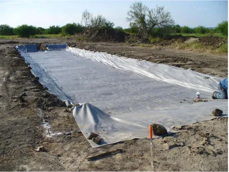 Figura 10. Impermeabilización con geomembrana de los pantanos. 