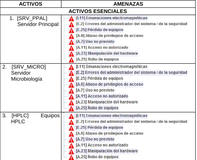 Tabla 9. Identificación de Amenazas. 
