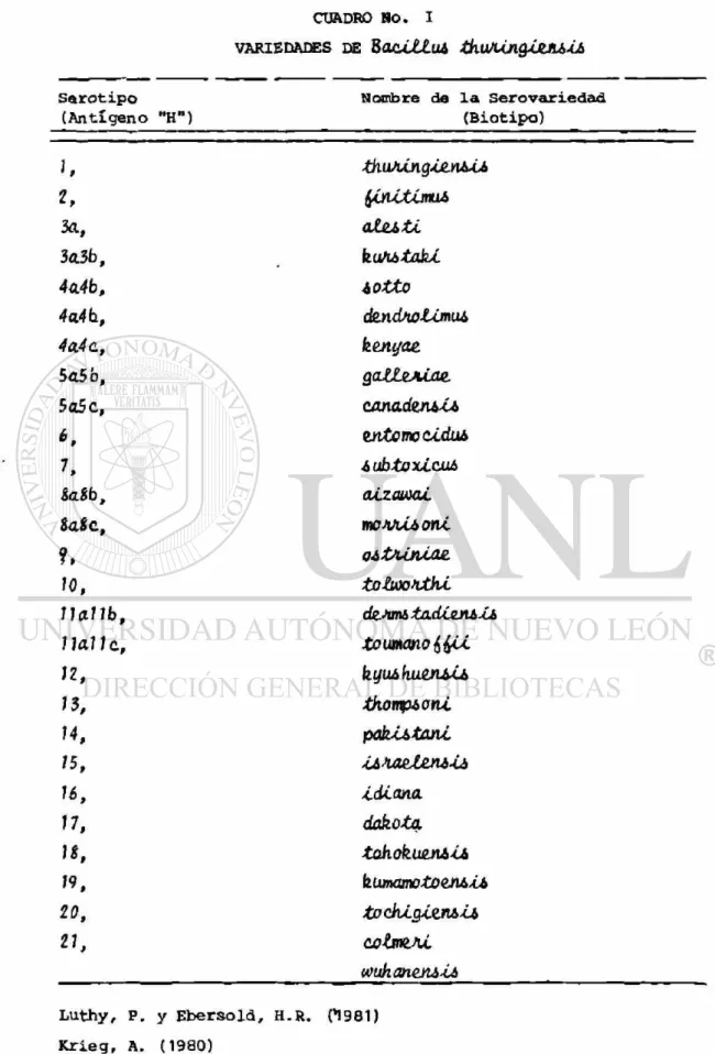 CUADRO No. I 