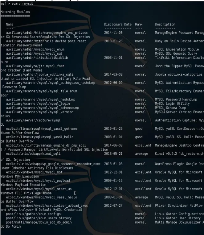 Figura 10. Exploits para Mysql 