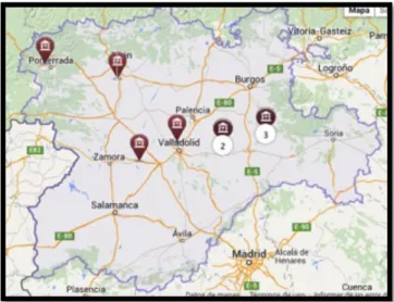 Figura 2.1: Mapa de los Museos del Vino en Castilla y León. 
