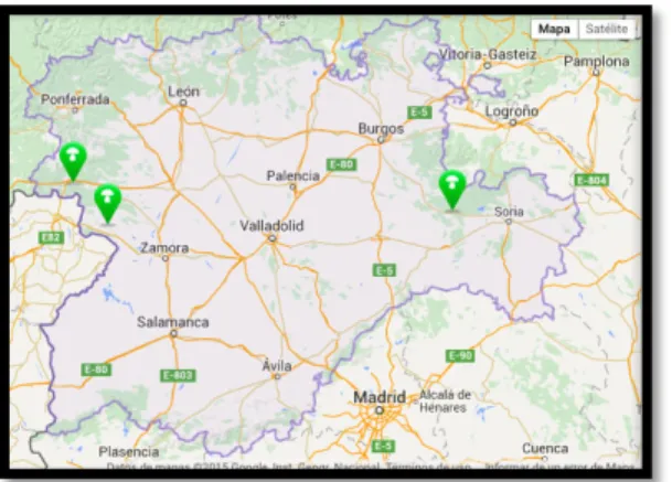 Figura 2.10. Mapa de los Centros Micológicos de Castilla y León 