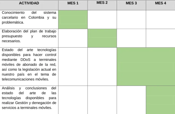 Tabla 1: Cronograma del Proyecto 
