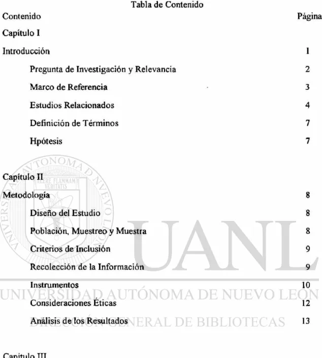Tabla de Contenido 