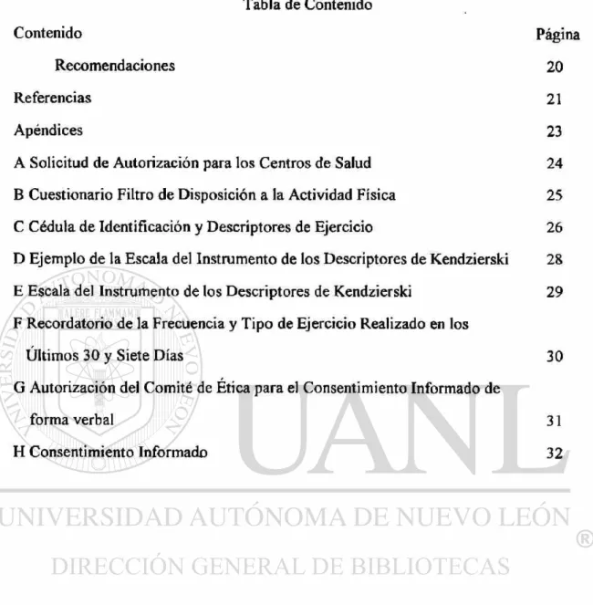 Tabla de Contenido 