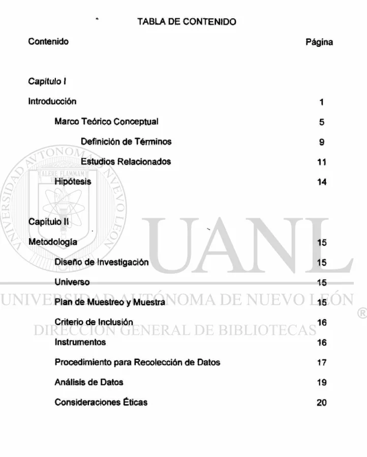TABLA DE CONTENIDO 