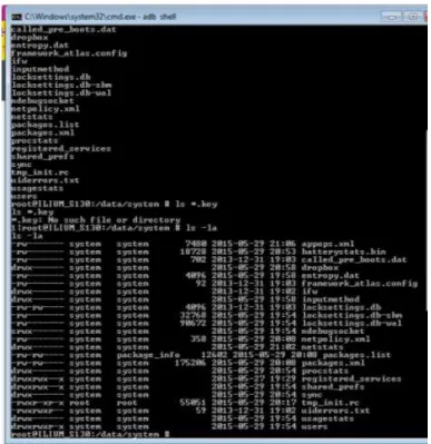 Figura 18. Estructura del directorio /data/system 