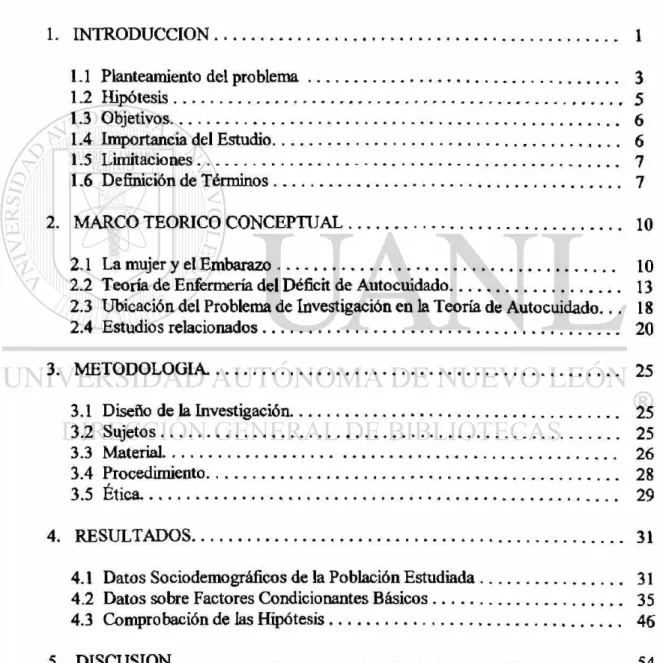 TABLA DE CONTENIDO 