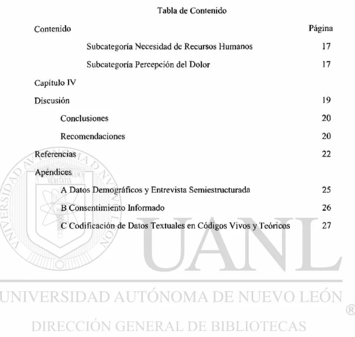 Tabla de Contenido 