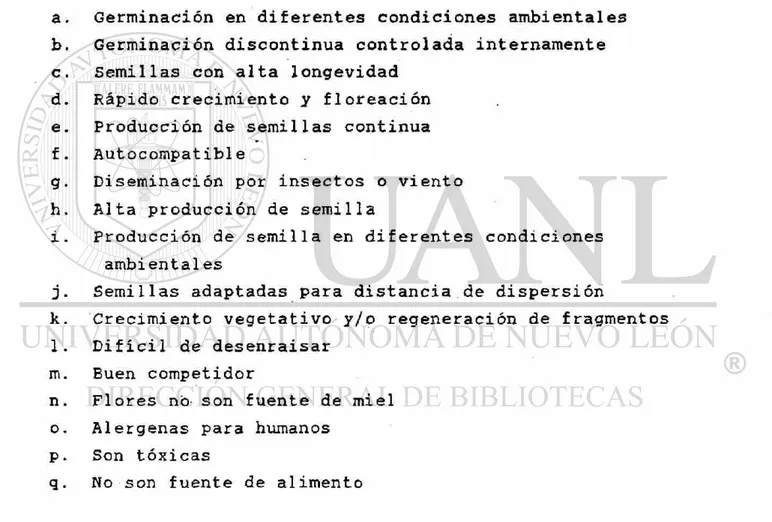 CUADRO 1. Características que distinguen a las malezas  de otras plantas (Keeler 1989, Strobell991)